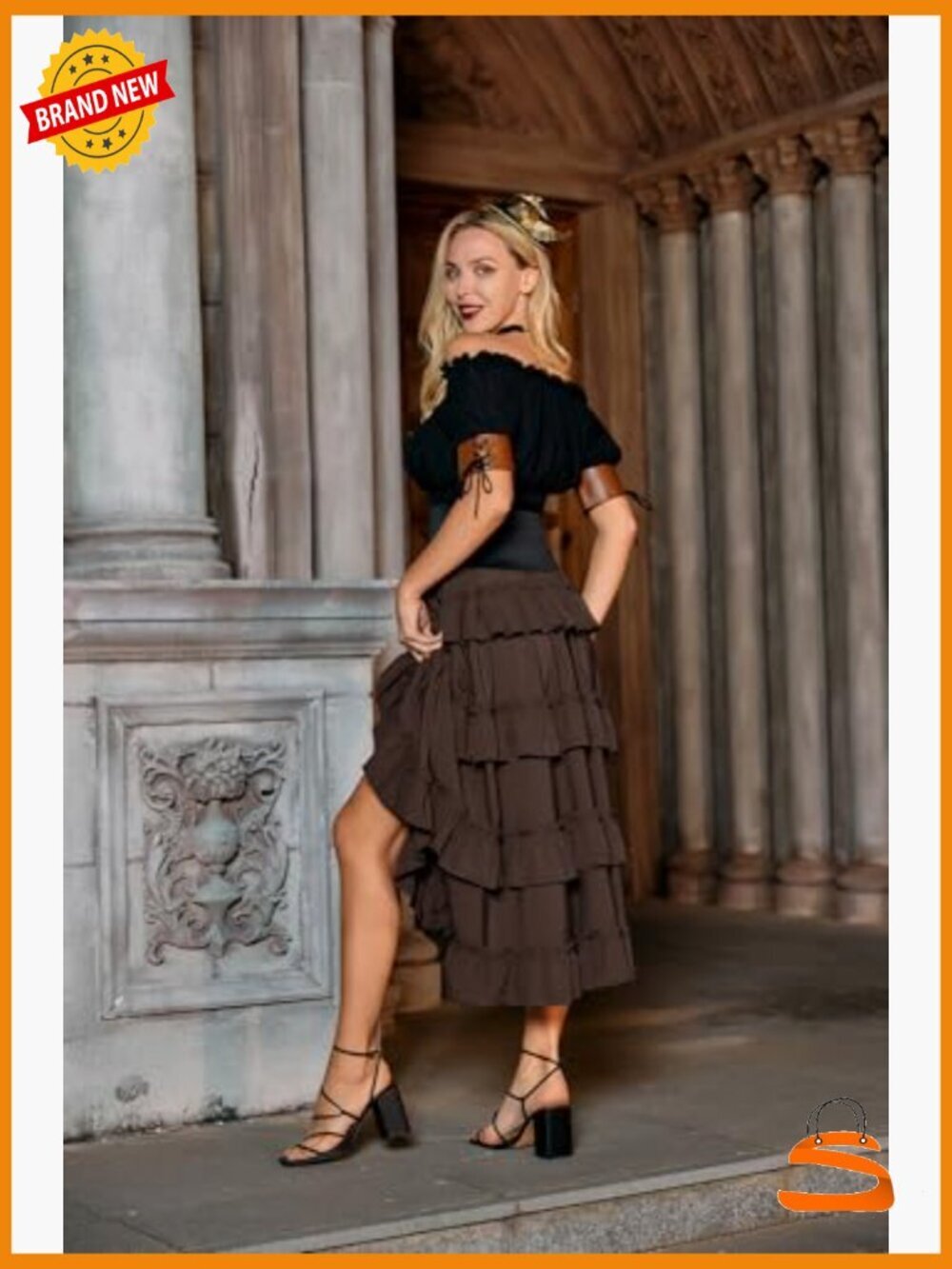 Women's Steampunk Gothic High-Low Bustle Skirt Renaissance Summer Victorian - Picture 3 of 7